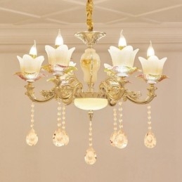 Lustre classique traditionnel en métal intégré à 6 lumières