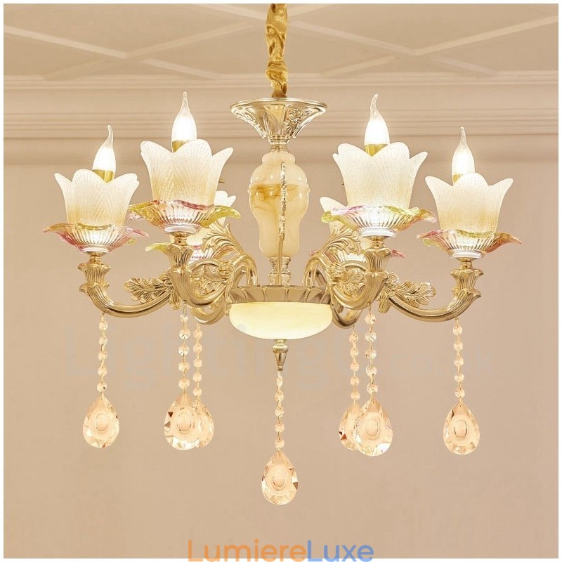 Lustre classique traditionnel en métal intégré à 6 lumières
