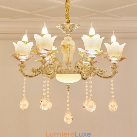 Lustre classique traditionnel en métal intégré à 6 lumières Lustre classique traditionnel en métal intégré à 6 lumières