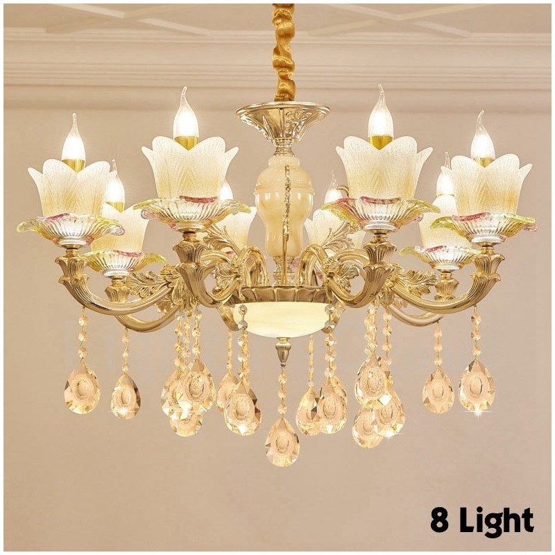 Lustre classique traditionnel en métal intégré à 8 lumières