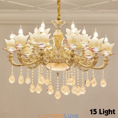 Lustre classique traditionnel en métal intégré à 15 lumières Lustre classique traditionnel en métal intégré à 15 lumières