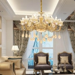 Lustre classique traditionnel en métal intégré à 15 lumières