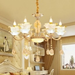 Lustre classique traditionnel en métal intégré à 6 lumières
