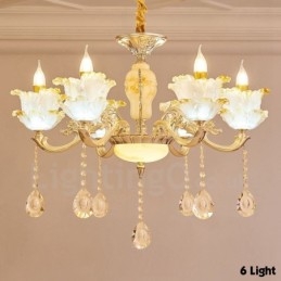 Lustre classique traditionnel en métal intégré à 6 lumières