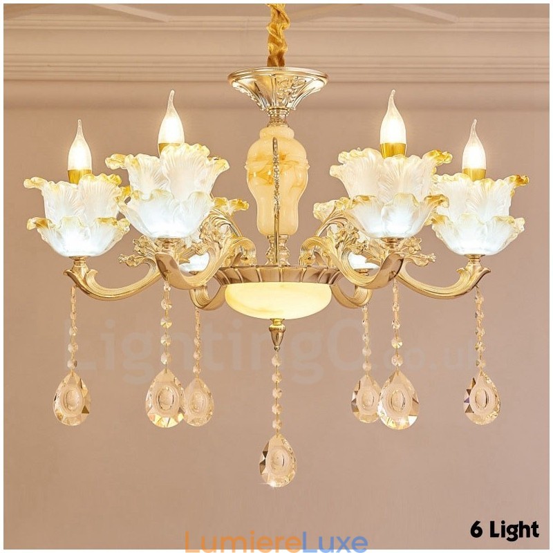 Lustre classique traditionnel en métal intégré à 6 lumières