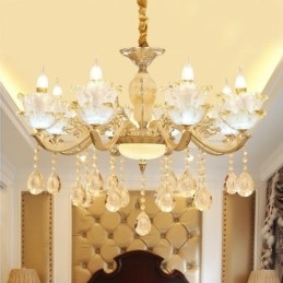 Lustre classique traditionnel en métal intégré à 8 lumières
