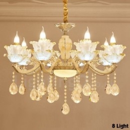 Lustre classique traditionnel en métal intégré à 8 lumières