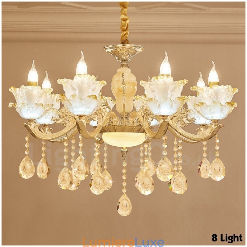Lustre classique traditionnel en métal intégré à 8 lumières