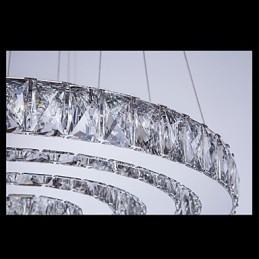 Suspension moderne à trois anneaux, blanc chaud, D204060, transparent, K9, grand format, en cristal