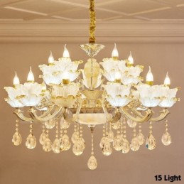 Lustre classique traditionnel en métal intégré à 15 lumières