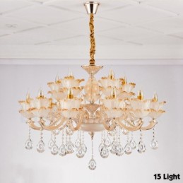 Lustre classique traditionnel en métal intégré à 15 lumières