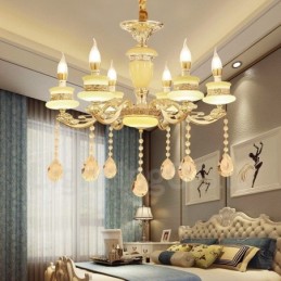 Lustre de luxe traditionnel classique en métal intégré à 6 lumières