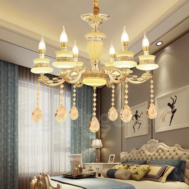 Lustre de luxe traditionnel classique en métal intégré à 6 lumières