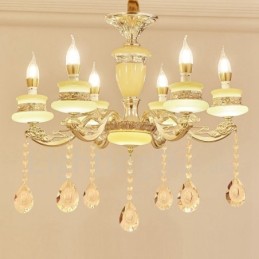 Lustre de luxe traditionnel classique en métal intégré à 6 lumières