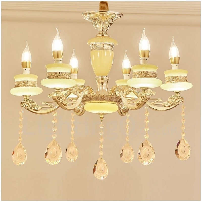 Lustre de luxe traditionnel classique en métal intégré à 6 lumières