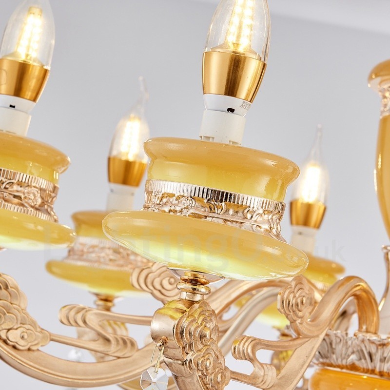 Lustre classique traditionnel en métal intégré à 8 lumières