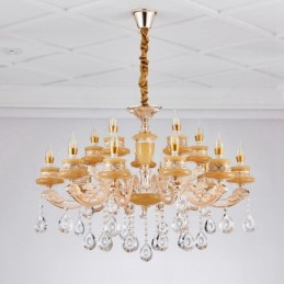 Lustre classique traditionnel en métal intégré à 15 lumières