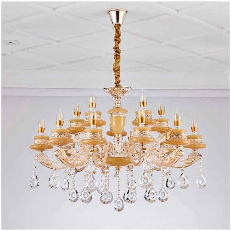 Lustre classique traditionnel en métal intégré à 15 lumières