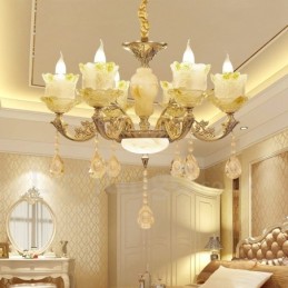 Lustre classique traditionnel en métal intégré à 6 lumières