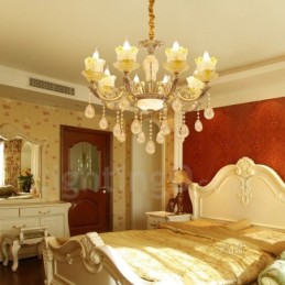 Lustre classique traditionnel en métal intégré à 8 lumières