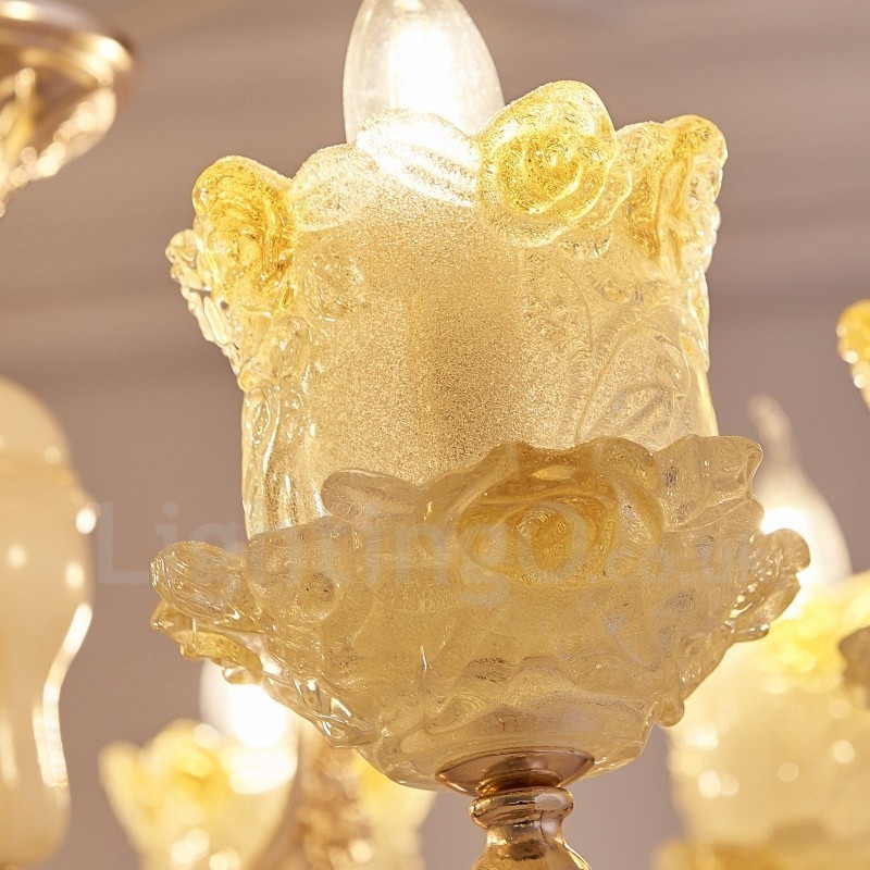 Lustre classique traditionnel en métal intégré à 8 lumières