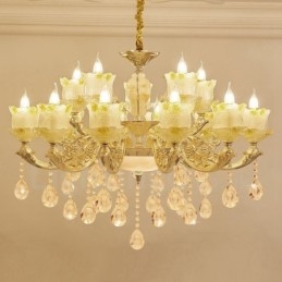 Lustre classique traditionnel en métal intégré à 15 lumières