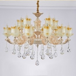 Lustre classique traditionnel en métal intégré à 15 lumières