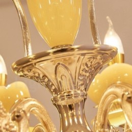 Lustre classique traditionnel en métal intégré à 6 lumières