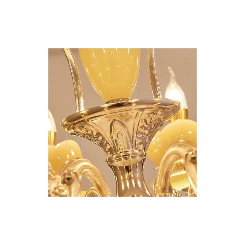 Lustre classique traditionnel en métal intégré à 6 lumières