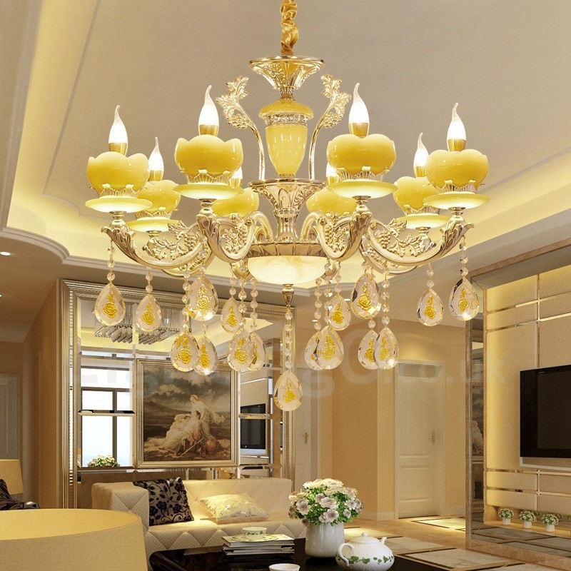 Lustre classique traditionnel en métal intégré à 8 lumières
