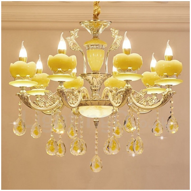 Lustre classique traditionnel en métal intégré à 8 lumières