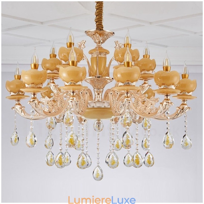 Lustre en métal intégré classique traditionnel à 15 lumières