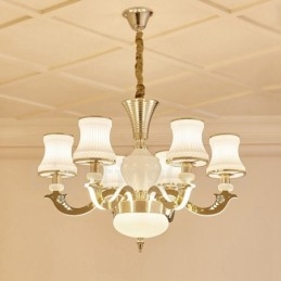 Lustre de luxe traditionnel classique à 6 lumières avec bougies intégrées en métal