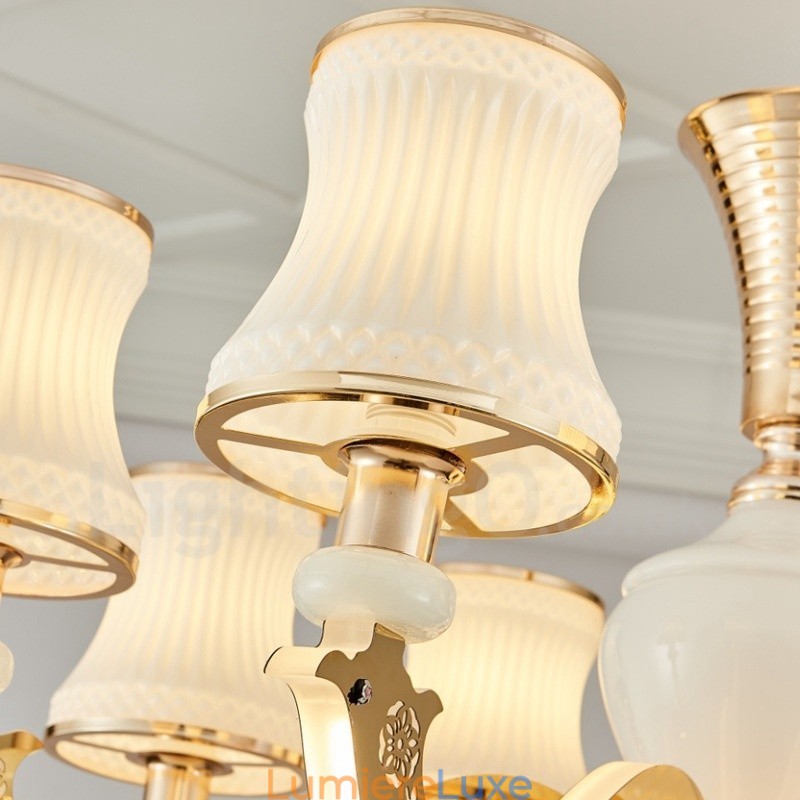 Lustre de luxe traditionnel classique à 6 lumières avec bougies intégrées en métal