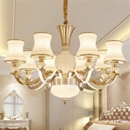 Lustre classique traditionnel en métal intégré à 8 lumières