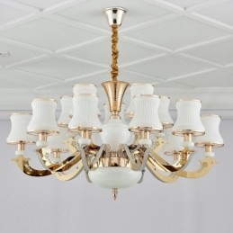 Lustre classique traditionnel en métal intégré à 15 lumières