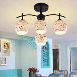 Lustre intégré de style méditerranéen à 4 lumières avec abat-jour en verre