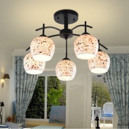 Lustre intégré de style méditerranéen à 5 lumières avec abat-jour en verre