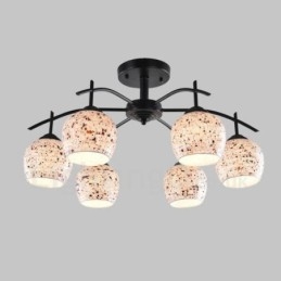 Lustre intégré de style méditerranéen à 6 lumières avec abat-jour en verre