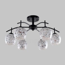 Lustre intégré de style méditerranéen à 6 lumières avec abat-jour en verre