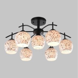 Lustre intégré de style méditerranéen à 7 lumières avec abat-jour en verre