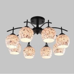 Lustre intégré de style méditerranéen à 8 lumières avec abat-jour en verre