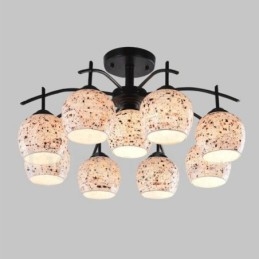 Lustre intégré de style méditerranéen à 9 lumières avec abat-jour en verre