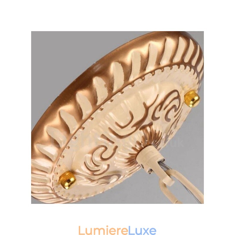 Lustre en métal intégré de style méditerranéen à 3 lumières avec abat-jour en verre