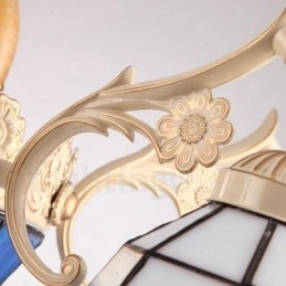 Lustre en métal intégré de style méditerranéen à 3 lumières avec abat-jour en verre