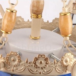 Lustre en métal intégré de style méditerranéen à 3 lumières avec abat-jour en verre
