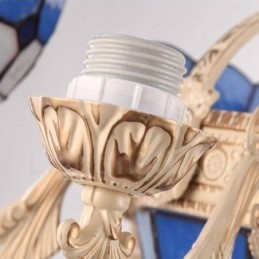 Lustre en métal intégré de style méditerranéen à 3 lumières avec abat-jour en verre