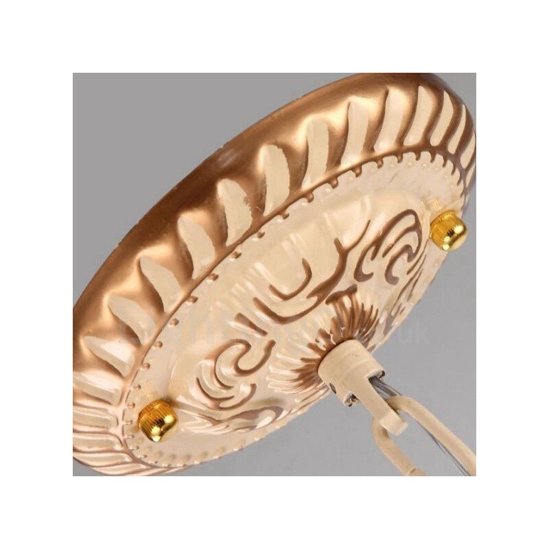 Lustre en métal intégré de style méditerranéen à 5 lumières avec abat-jour en verre