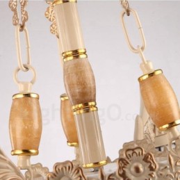 Lustre en métal intégré de style méditerranéen à 5 lumières avec abat-jour en verre