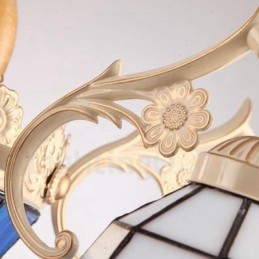 Lustre en métal intégré de style méditerranéen à 5 lumières avec abat-jour en verre